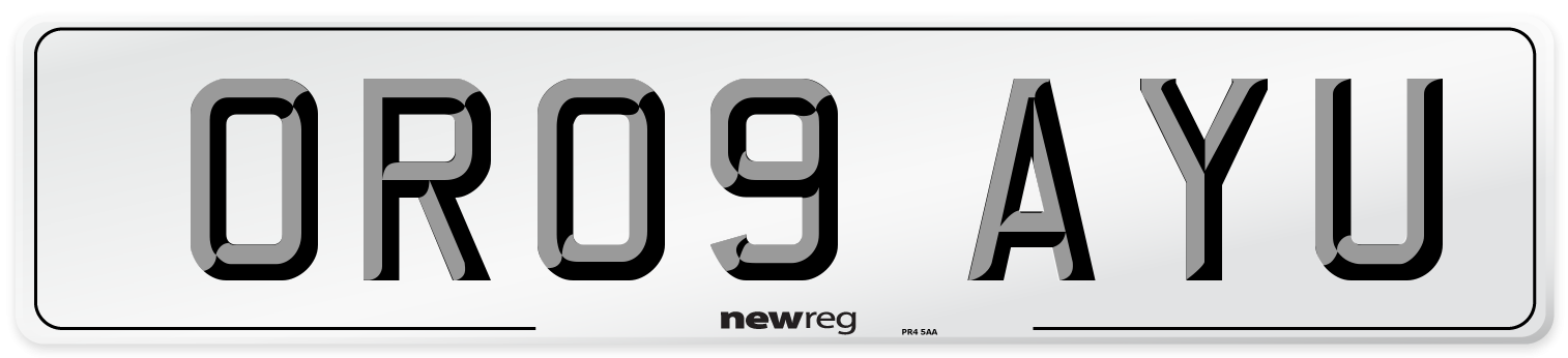 OR09 AYU Number Plate from New Reg